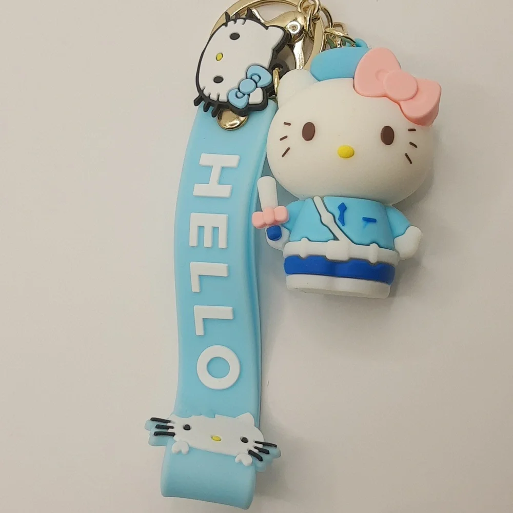 Kawaii Hello Kitty 3D Keychain Bag Charm PendantKeyring Lanyard Car Jewelry 3Pcs